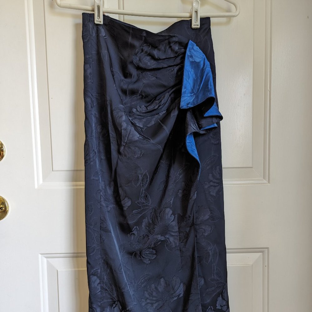 SILVIA TCHERASSI Evan Draped Pencil Skirt in Navy XXS - NWT